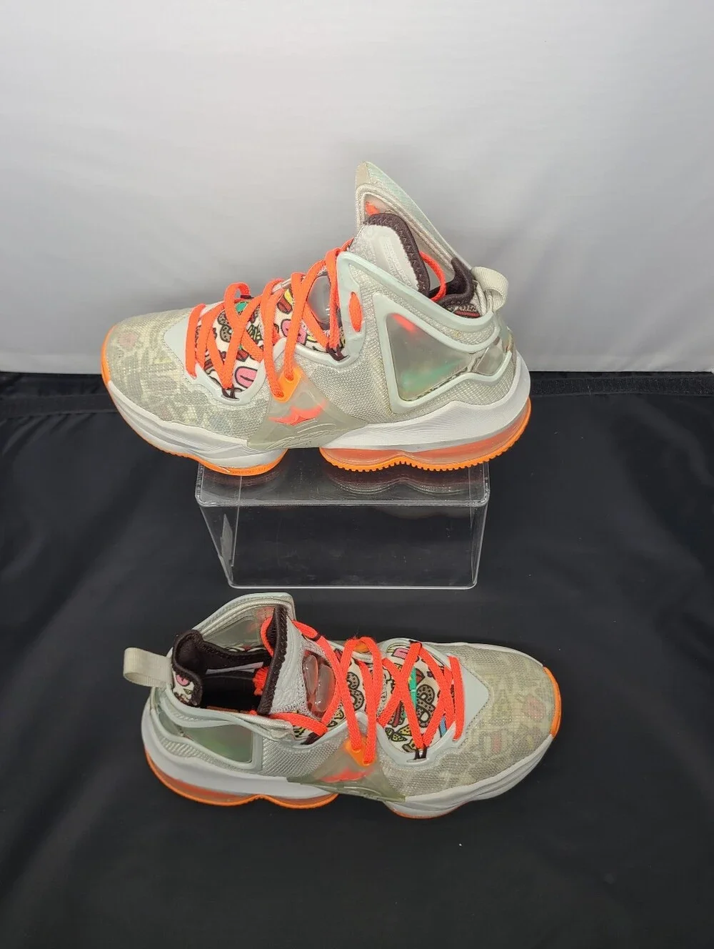 Nike LeBron 19 DD0418-001 Gray Orange Basketball Shoes Sneakers kids Size 5Y